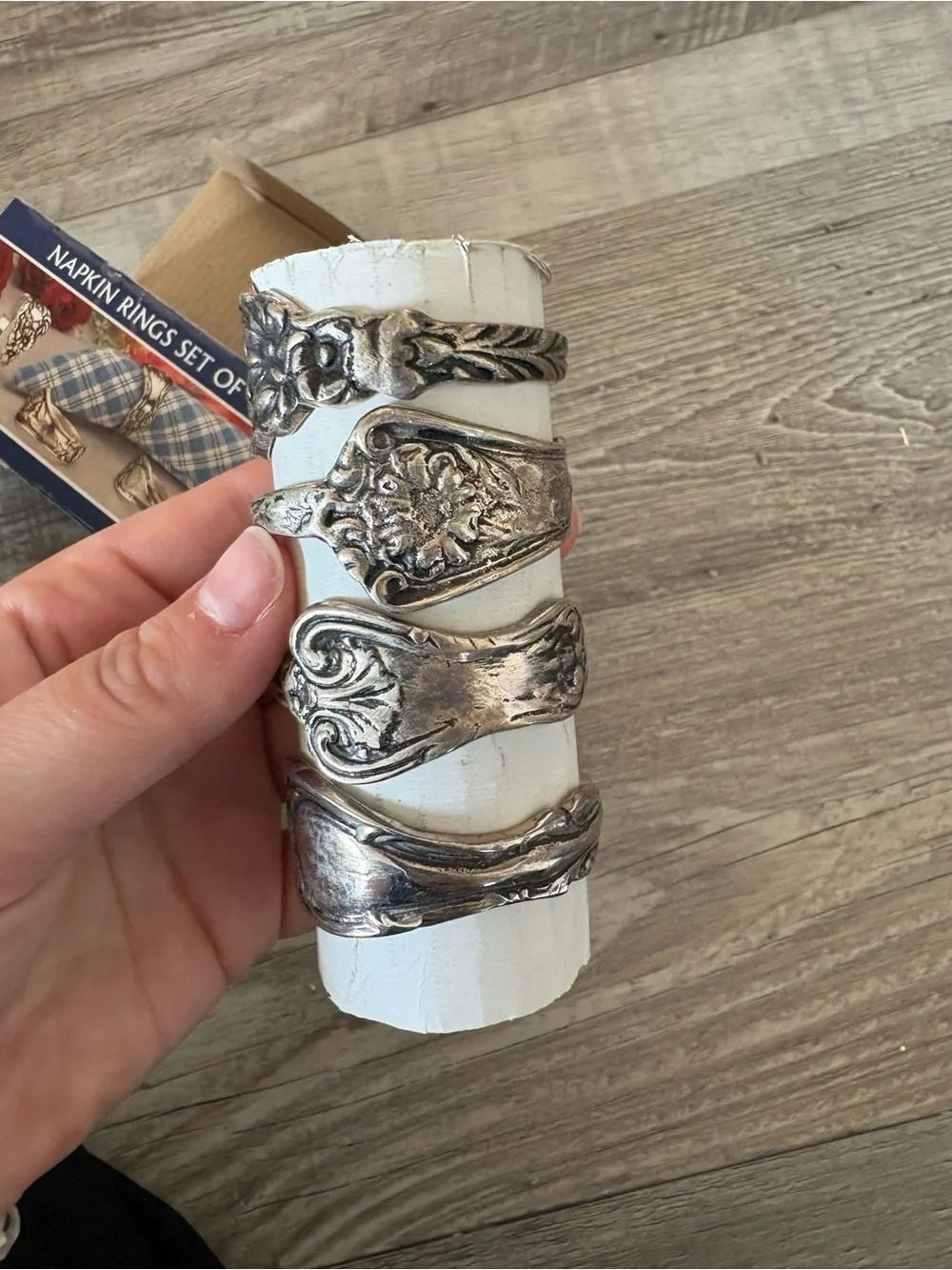 Vintage Napkin Rings Set of 4 - Silver Tone